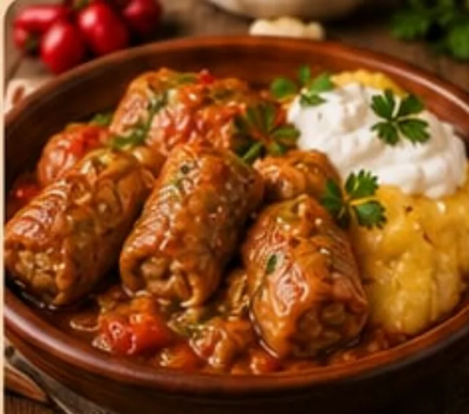 Sarmale – rumänische Krautwickel mit Mămăligă und Sauerrahm